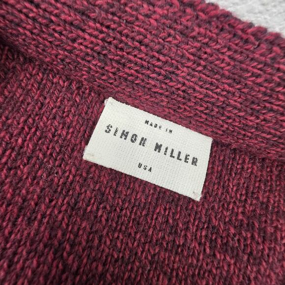 SIMON MILLER Sweater Cardigan M/L Red Vintage Style Wool Knit Pockets Reverse - Picture 3 of 5